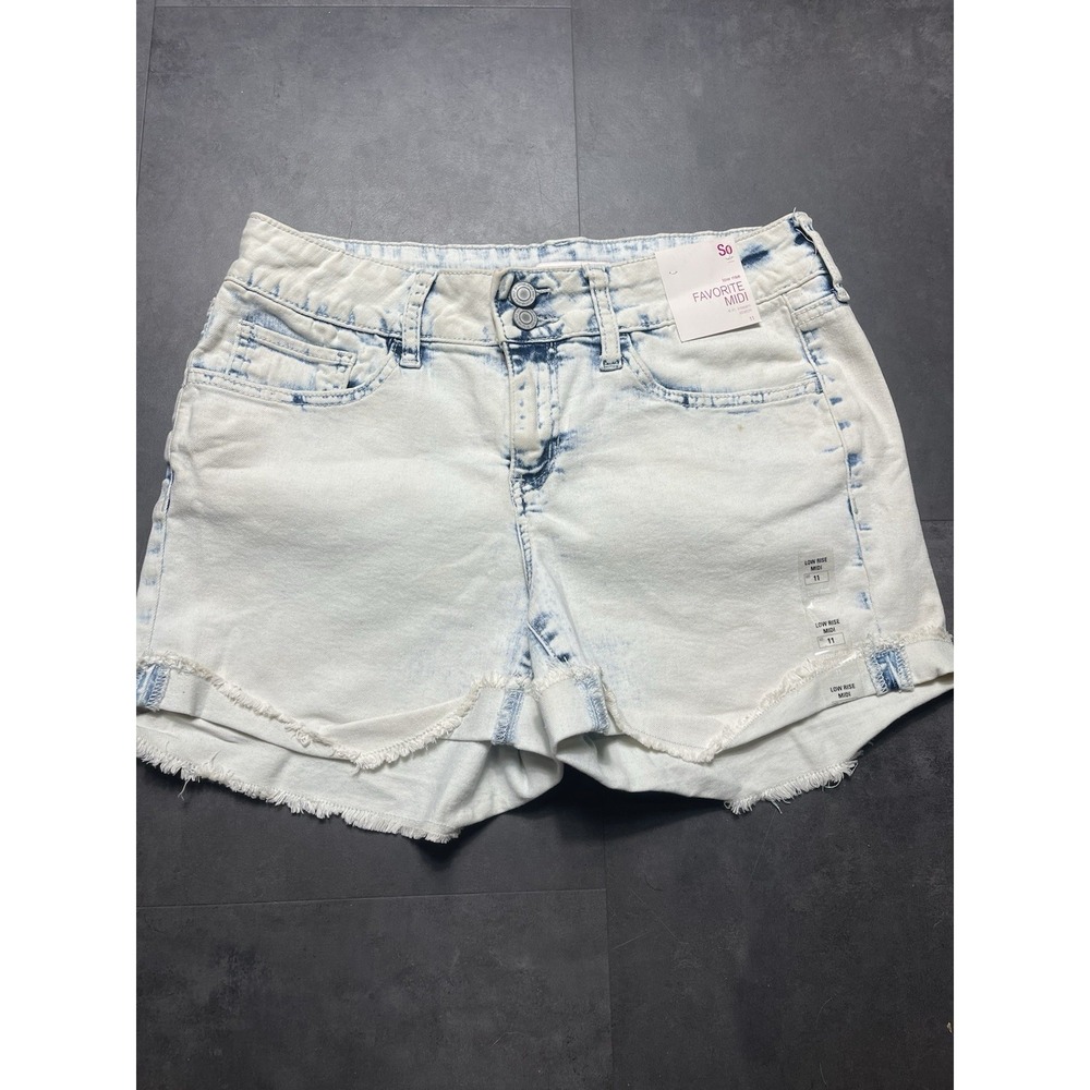 So‎ Jean Shorts Womens 11/30 W High Rise Short Distressed Retro Light Wash F-128